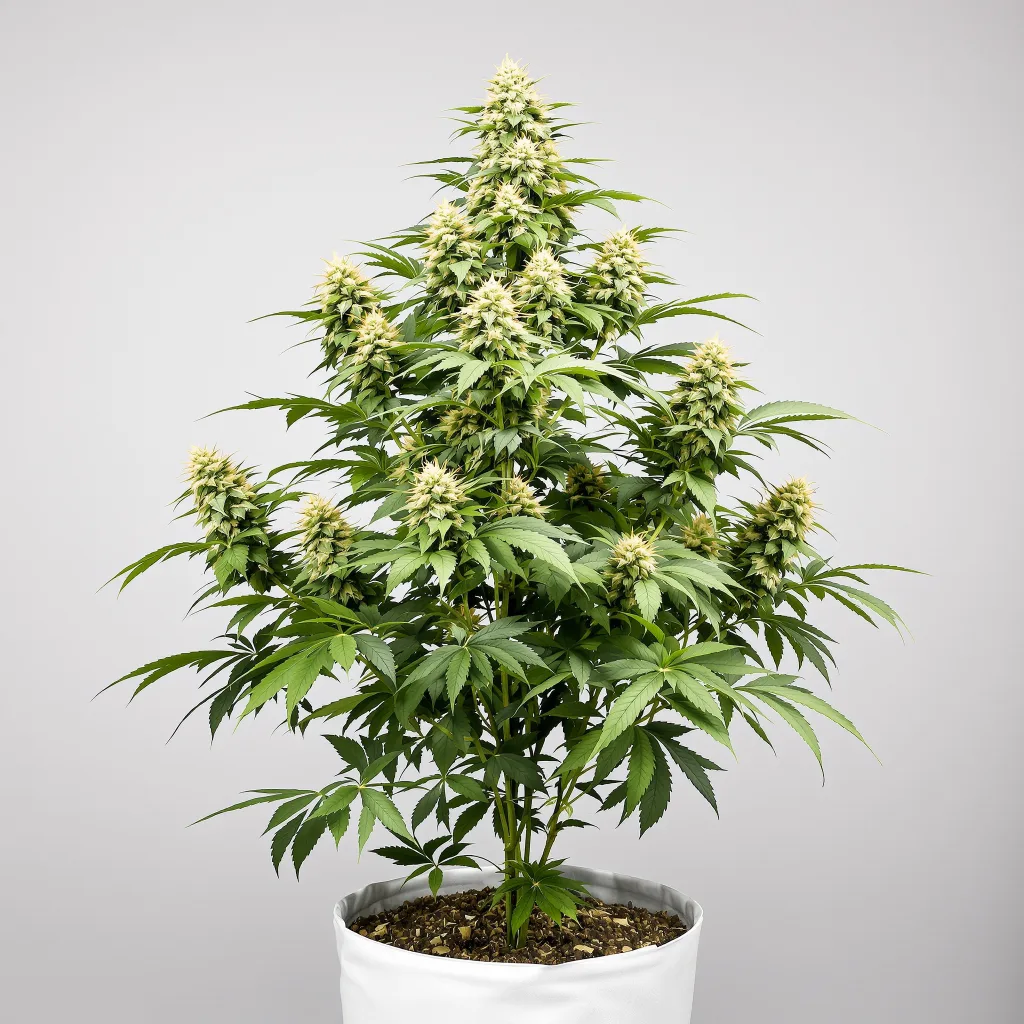 God Bud cannabis bud close-up showing balanced bud structure with frosted trichomes