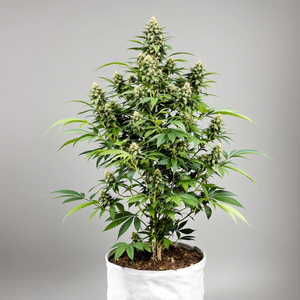 God's Green Crack cannabis bud close-up showing balanced bud structure with frosted trichomes