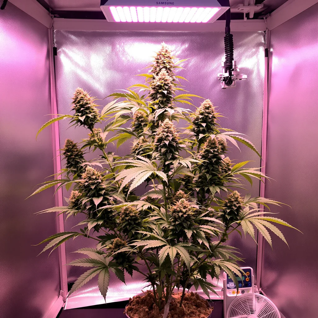 Godfather OG 60% indica / 40% sativa flower with visible trichomes