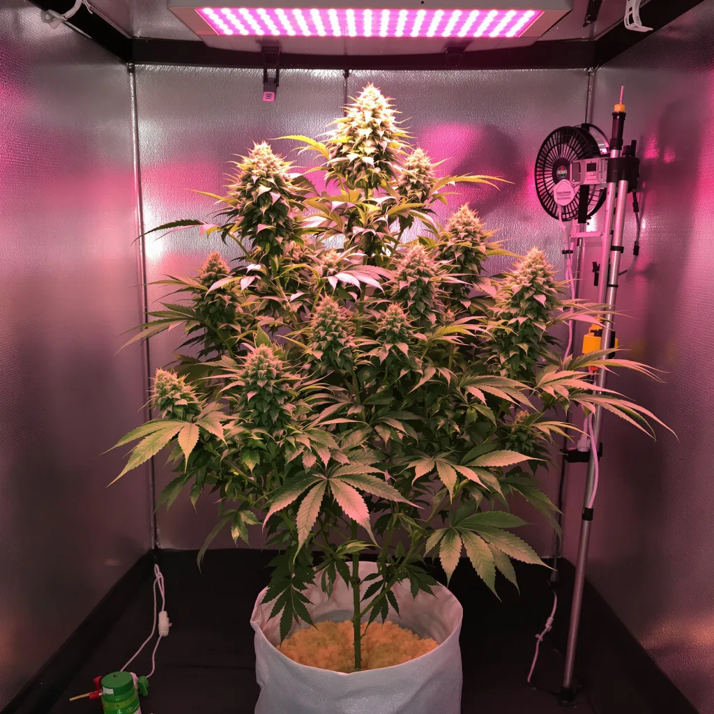 Godfather Purple Kush 53% indica / 47% sativa flower with visible trichomes