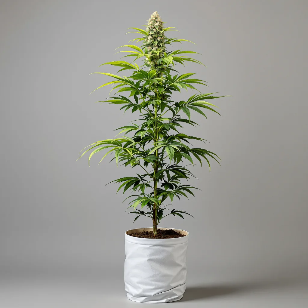 Golden Goat cannabis bud close-up showing lime-green airy structure