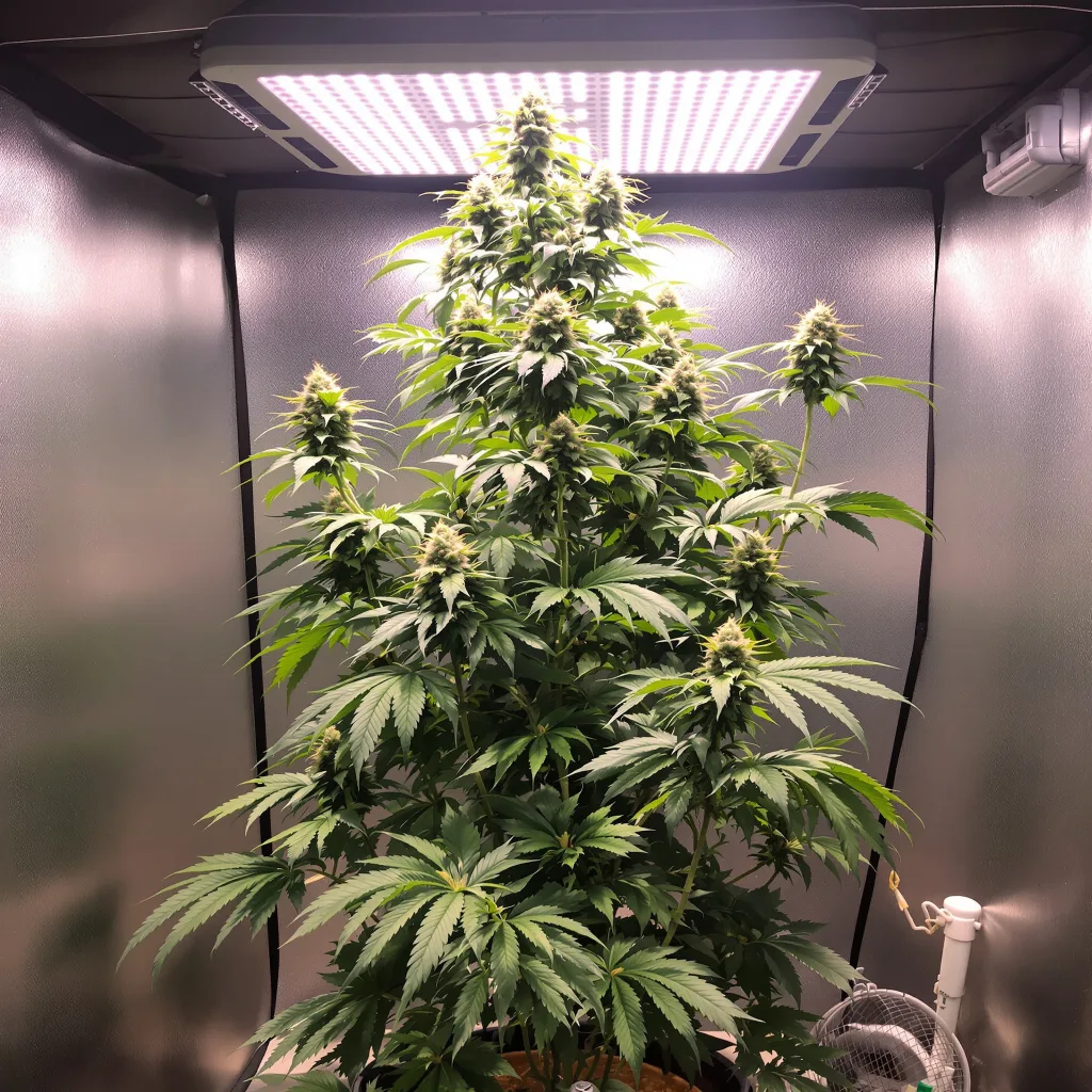 Golden Goat 6% indica / 94% sativa flower with visible trichomes