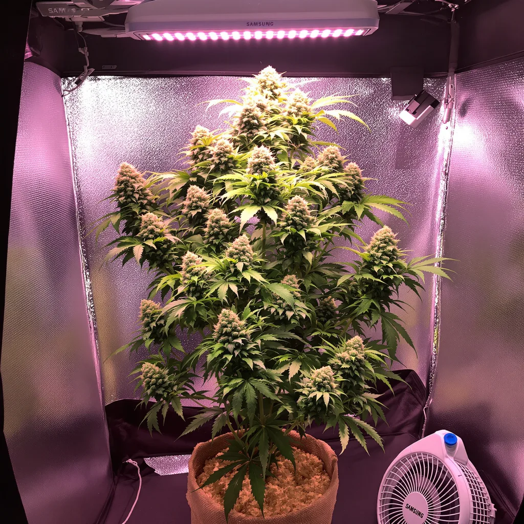 Golden Nugget 37% indica / 63% sativa flower with visible trichomes