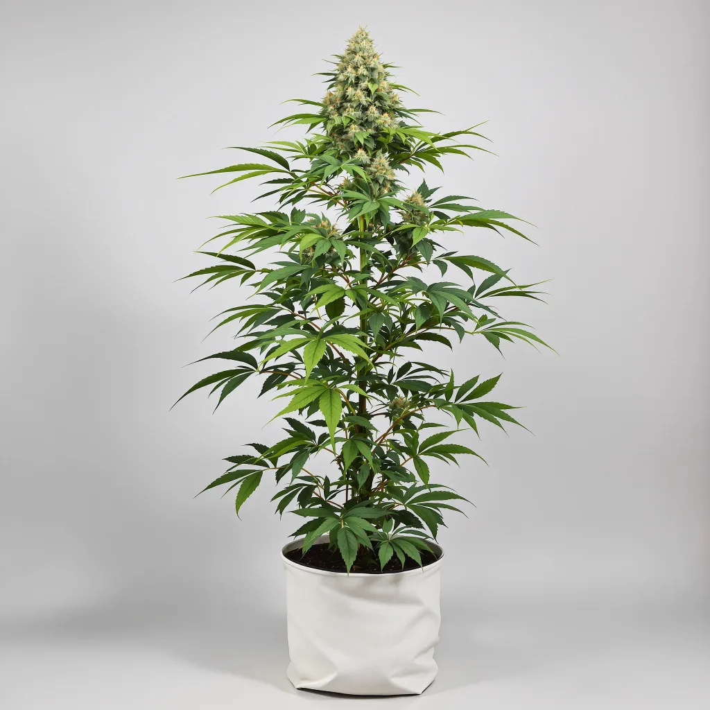 Green Door Kush cannabis bud close-up showing open-bud structure with orange pistils