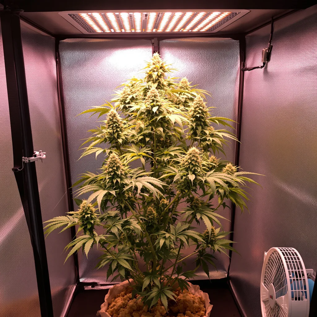 Green Door Kush 36% indica / 64% sativa flower with visible trichomes
