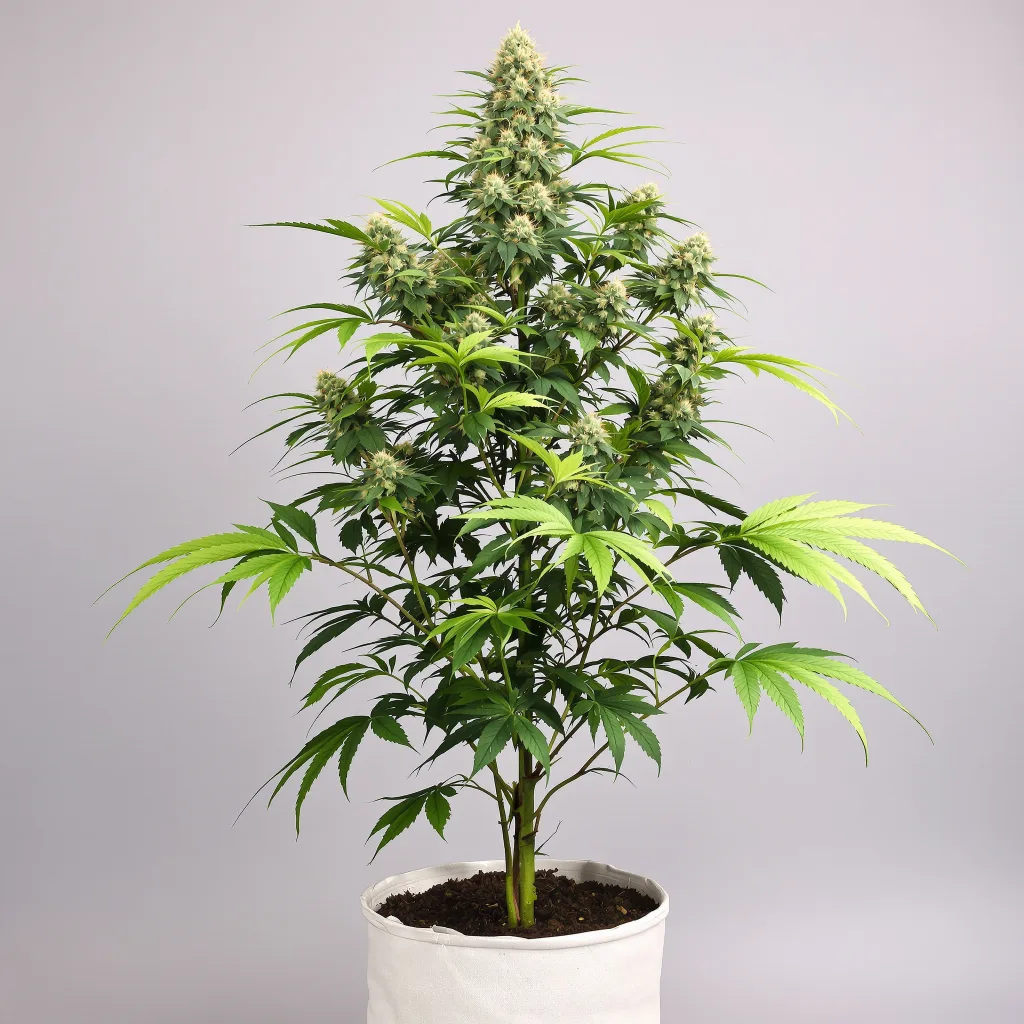 Green Goblin cannabis bud close-up showing balanced bud structure with frosted trichomes