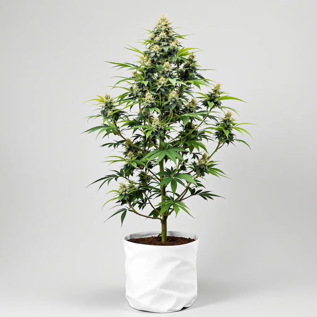 Gupta Kush cannabis bud close-up showing balanced bud structure with frosted trichomes