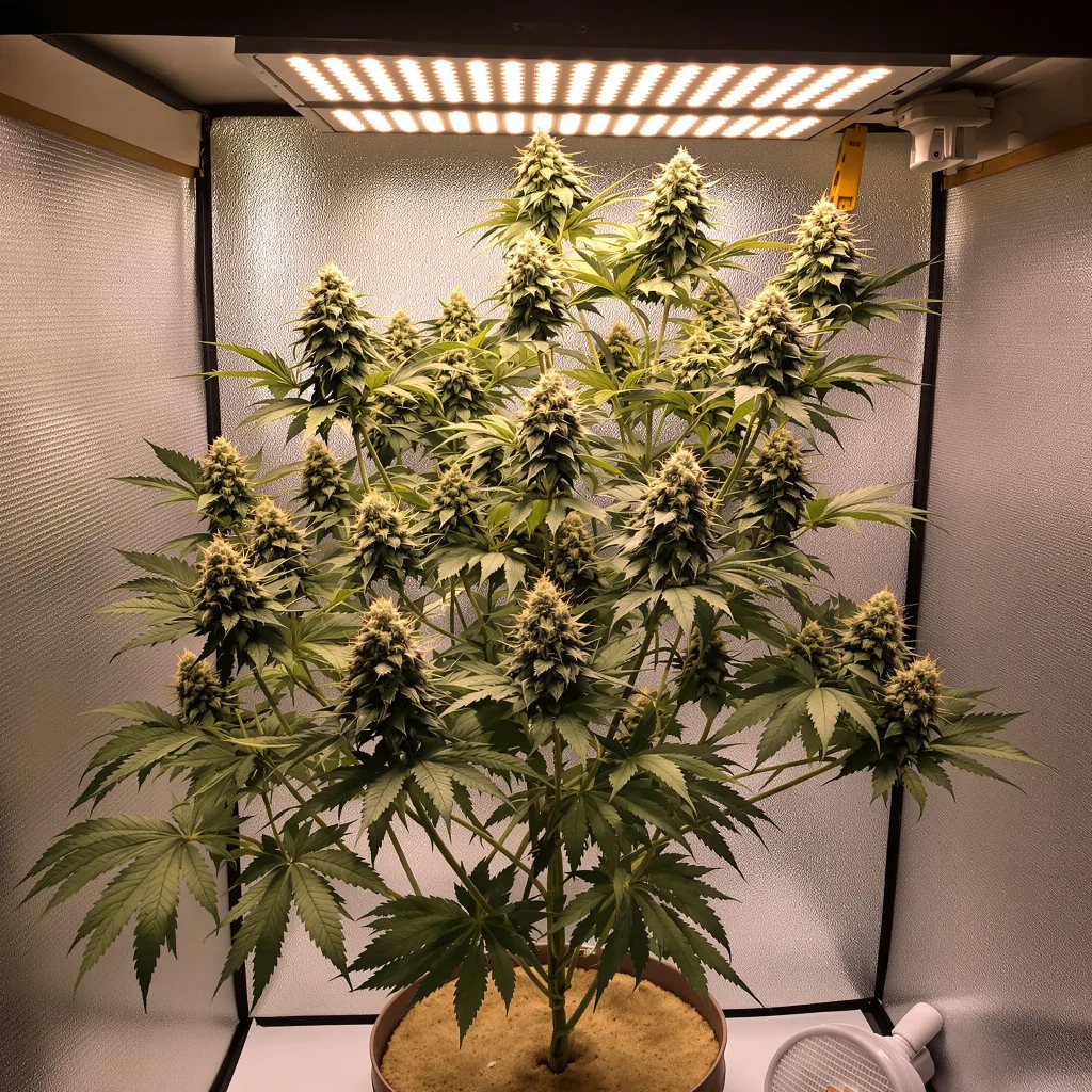 Gupta Kush 44% indica / 56% sativa flower with visible trichomes