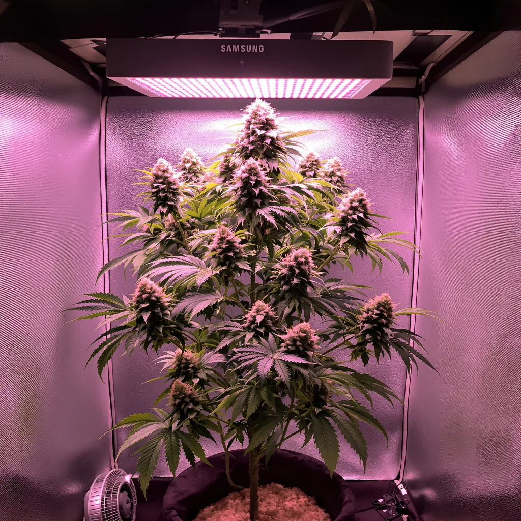 Holy Grail Kush 60% indica / 40% sativa flower with visible trichomes