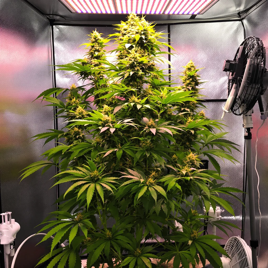 Jungle Juice 7% indica / 93% sativa flower with visible trichomes