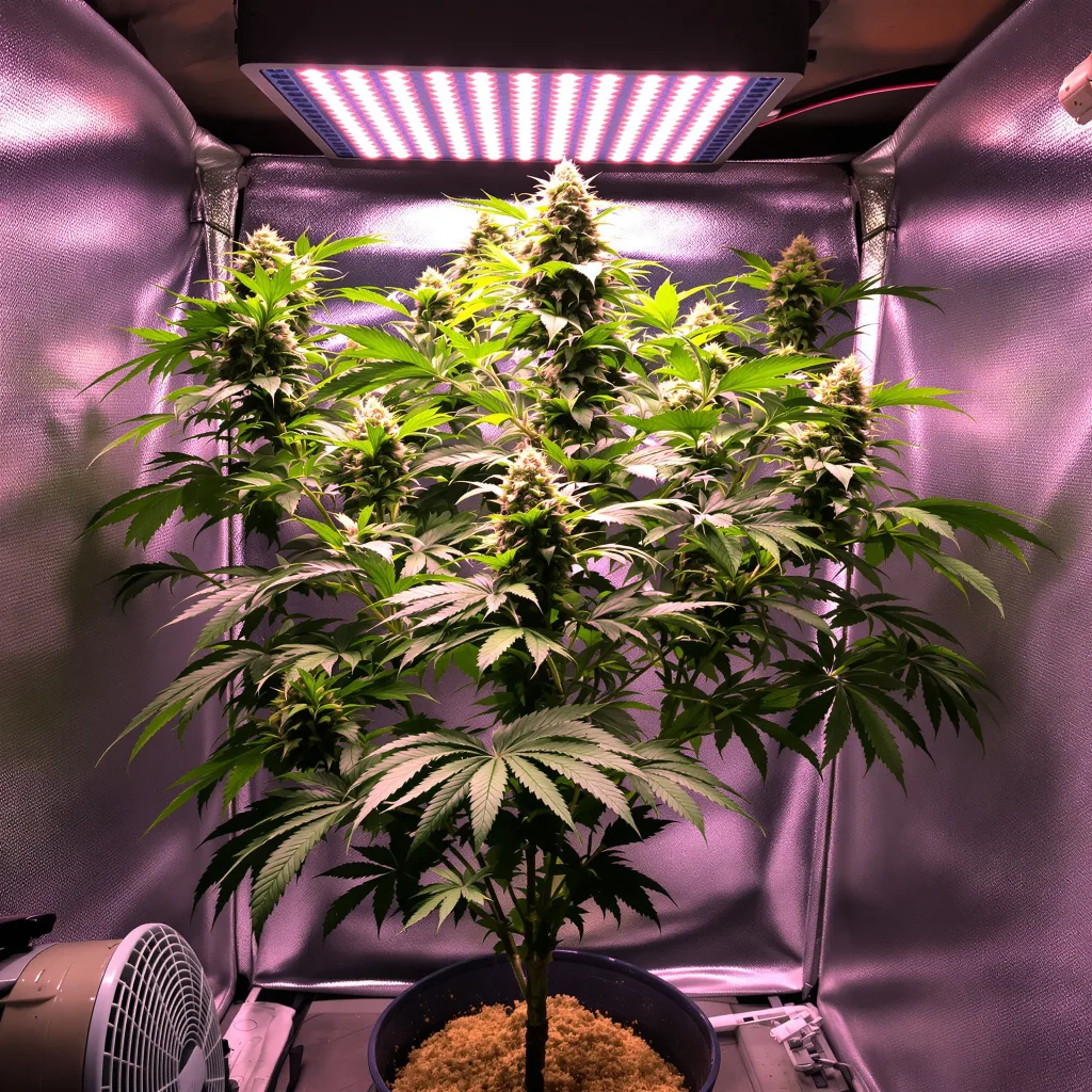 Katsu Kush 84% indica / 16% sativa flower with visible trichomes