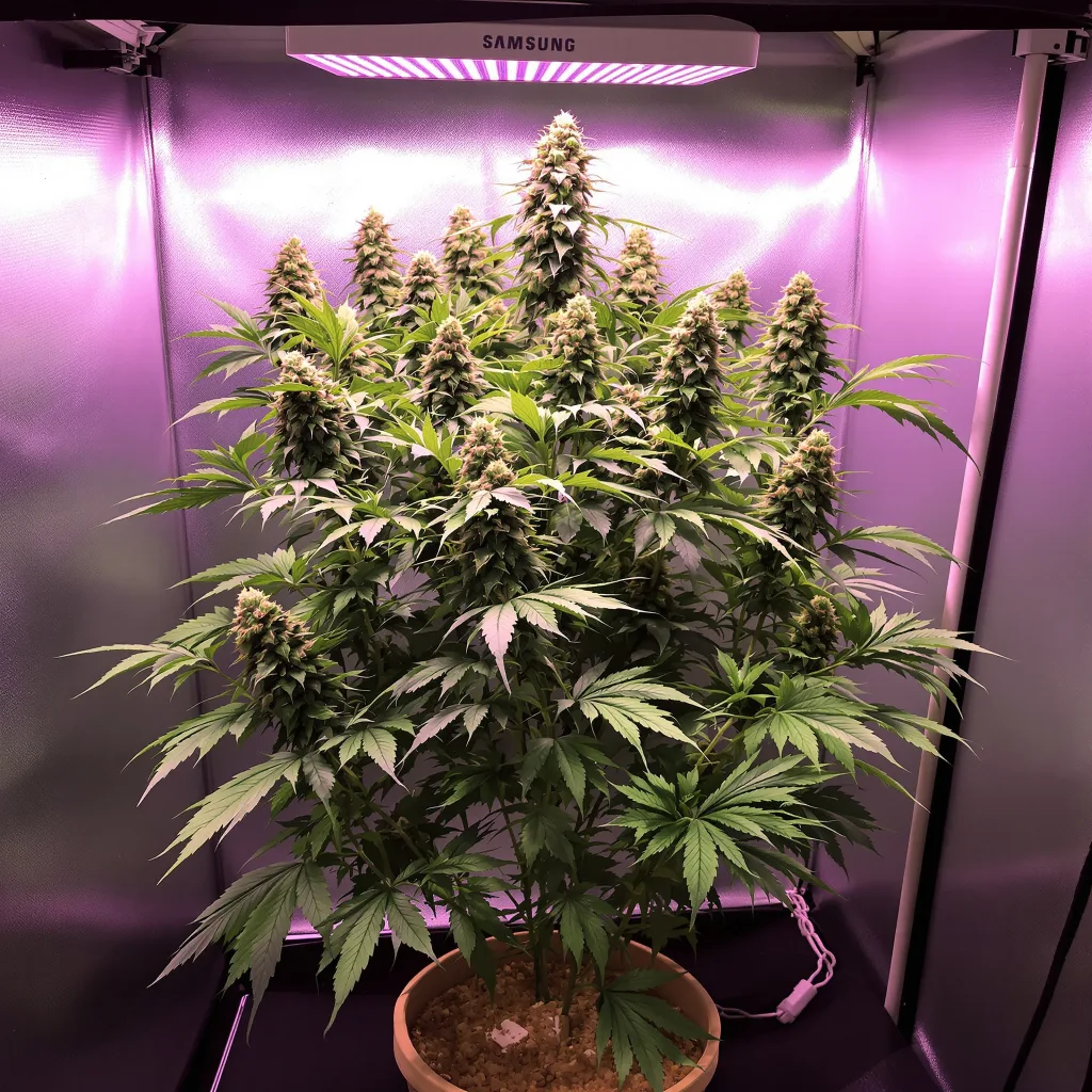 King’s Kush 75% indica / 25% sativa flower with visible trichomes