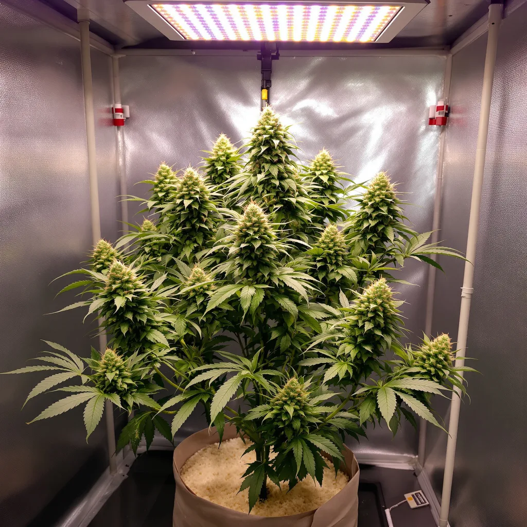 L.A. Sunshine 60% indica / 40% sativa flower with visible trichomes