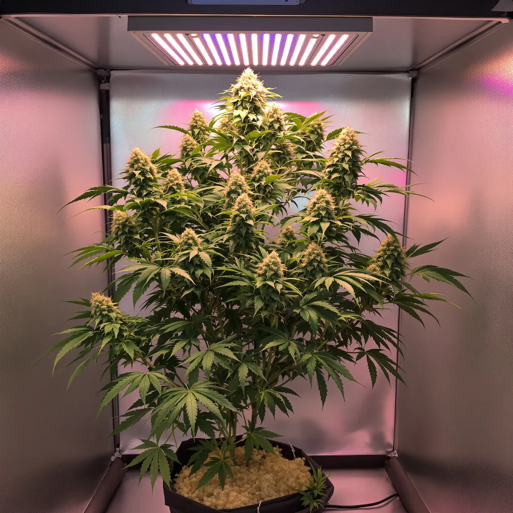 LA Confidential 50% indica / 50% sativa flower with visible trichomes