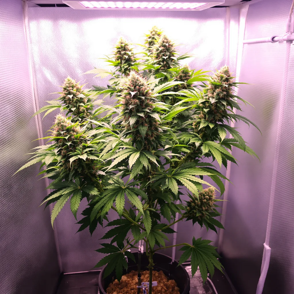 LA Woman 40% indica / 50% sativa flower with visible trichomes