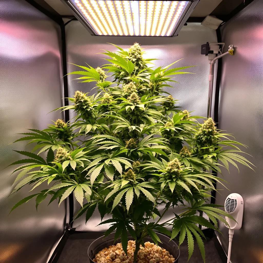 Ladyburn 1974 83% indica / 17% sativa flower with visible trichomes