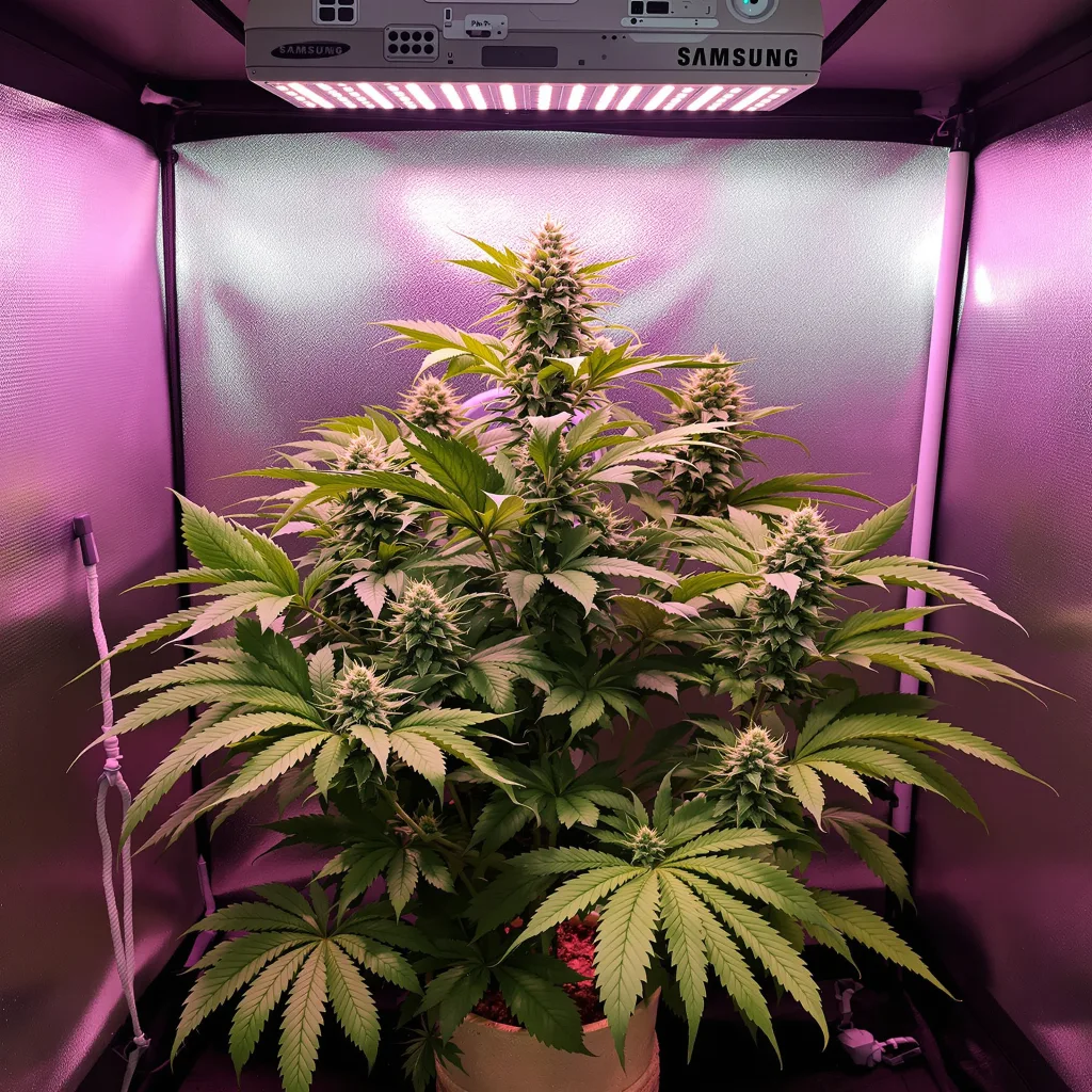 London Pound Cake 73% indica / 27% sativa flower with visible trichomes