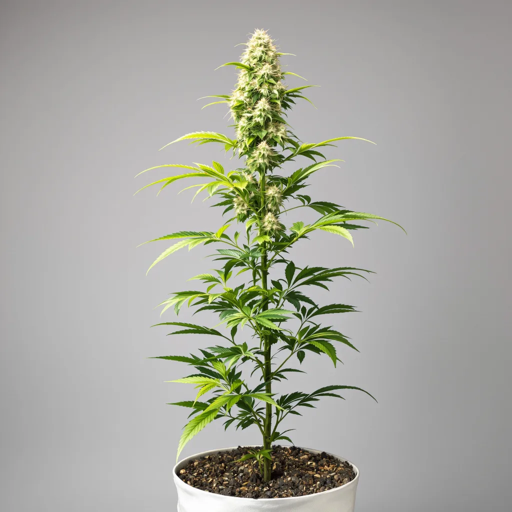 LSD cannabis bud close-up showing balanced bud structure with frosted trichomes