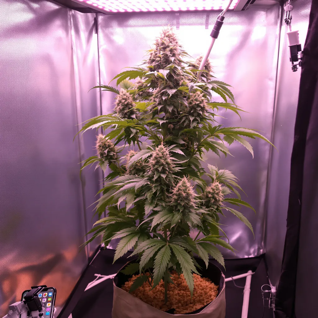 Mafia Funeral 84% indica / 16% sativa flower with visible trichomes