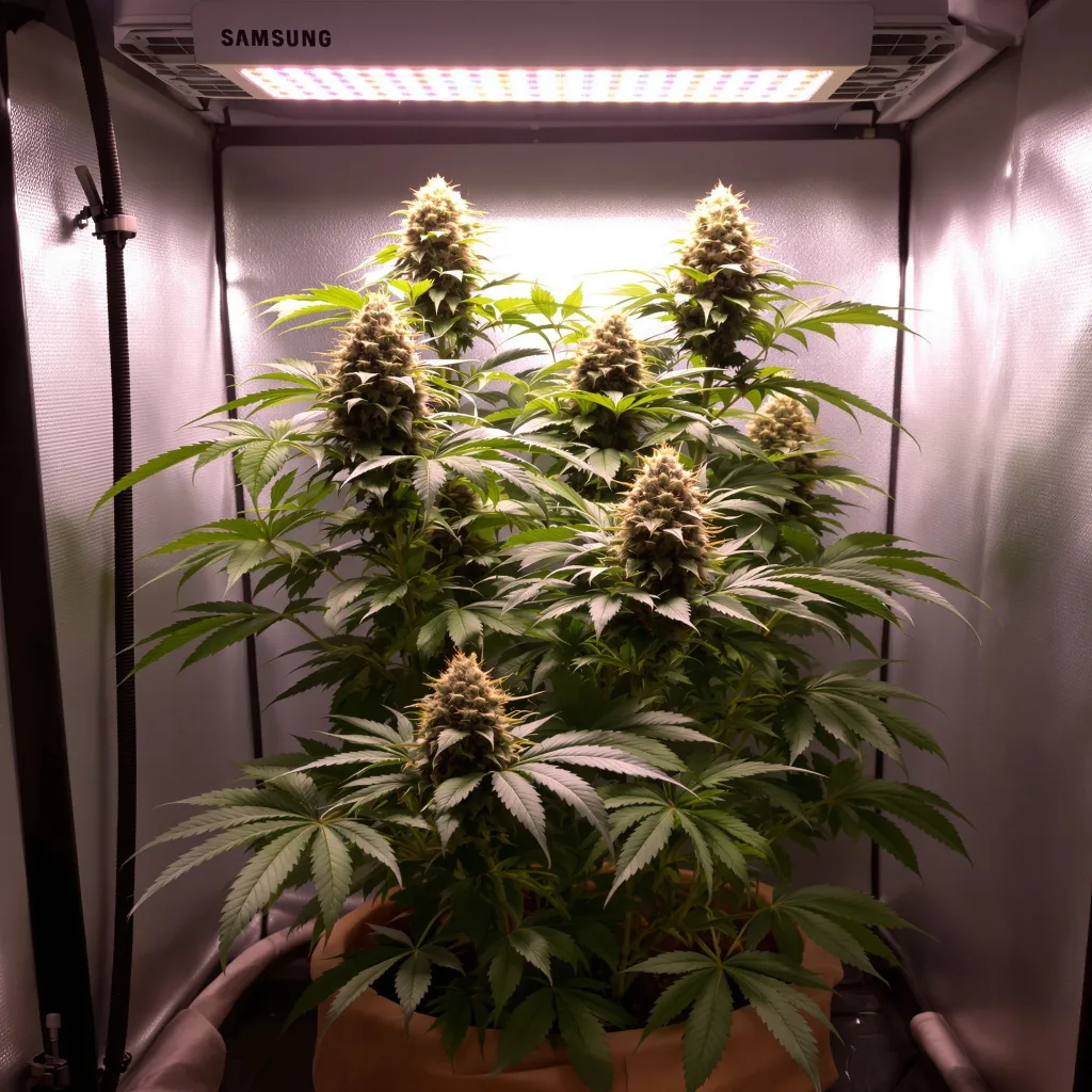 Majestic 12 70% indica / 30% sativa flower with visible trichomes