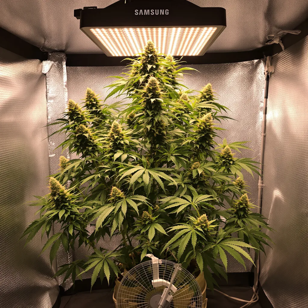 Matanuska Tundra 57% indica / 43% sativa flower with visible trichomes