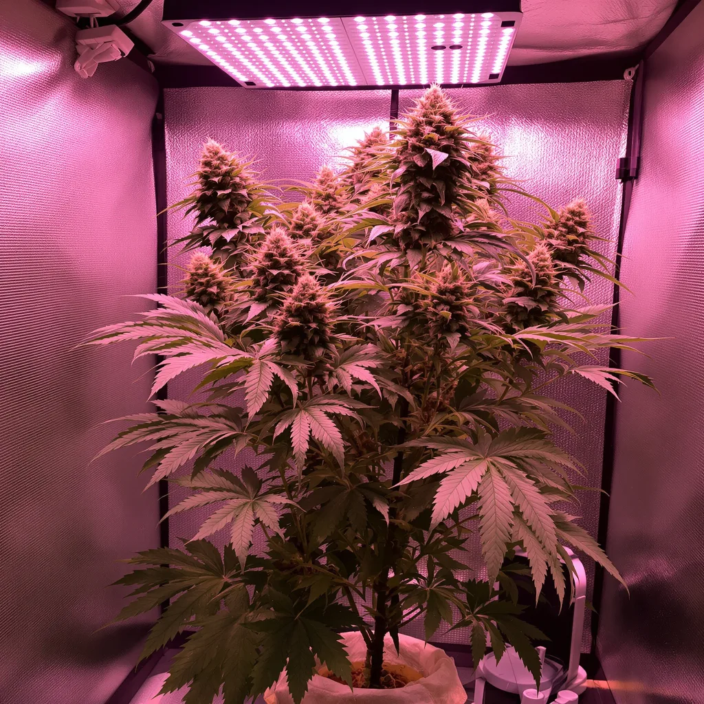 Mazar x Blueberry 39% indica / 61% sativa flower with visible trichomes