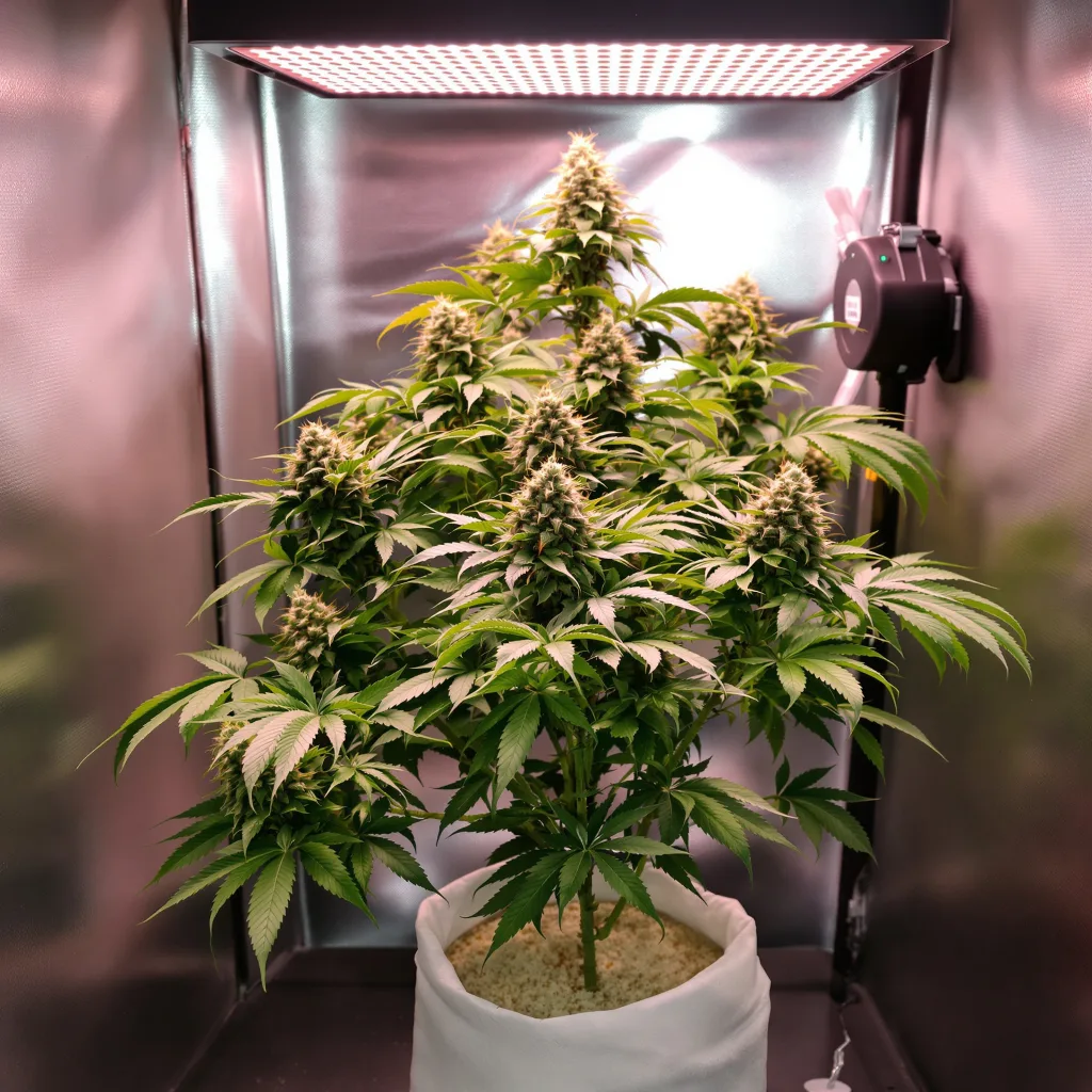 Meat Breath 83% indica / 17% sativa flower with visible trichomes