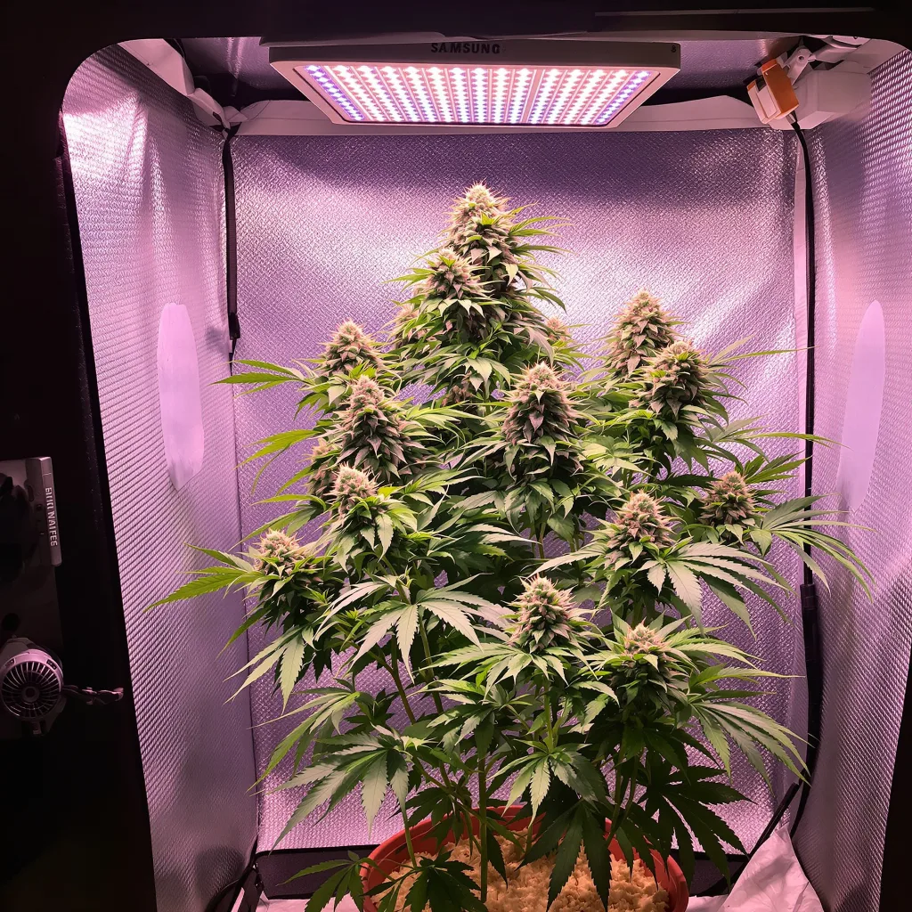 Mendo Breath 60% indica / 30% sativa flower with visible trichomes