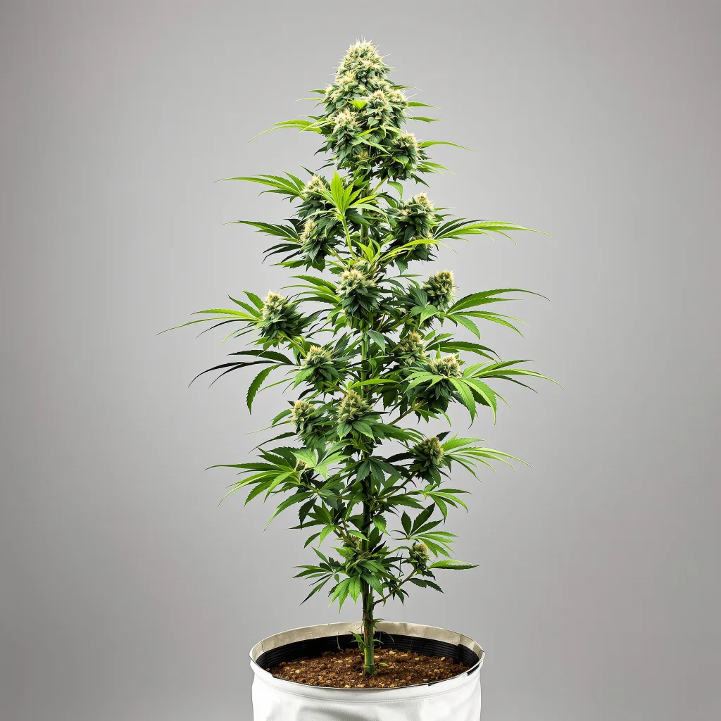 Misty Kush cannabis bud close-up showing balanced bud structure with frosted trichomes