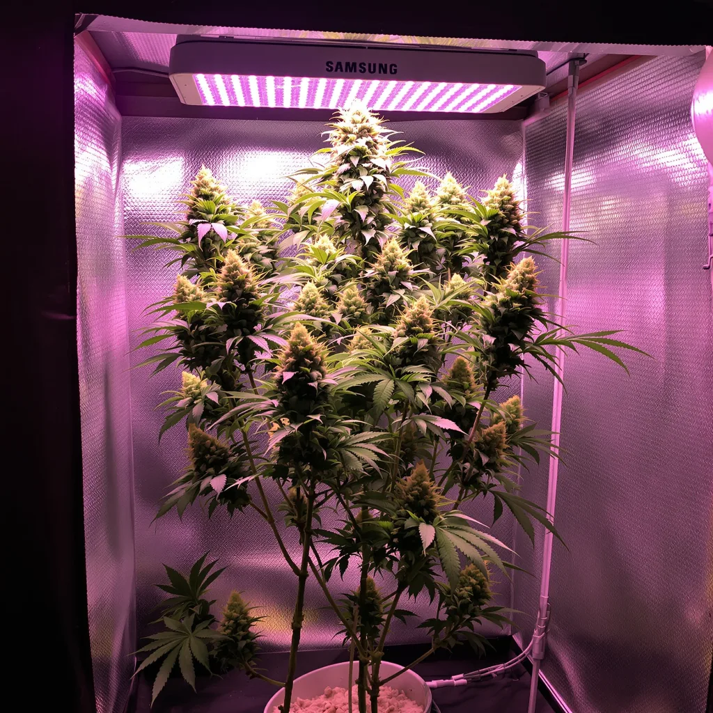 Northern Lights x Skunk 63% indica / 37% sativa flower with visible trichomes