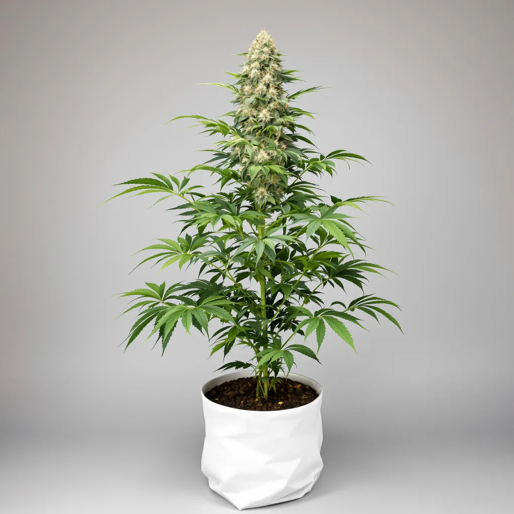 OG Kush cannabis bud close-up showing balanced bud structure with frosted trichomes