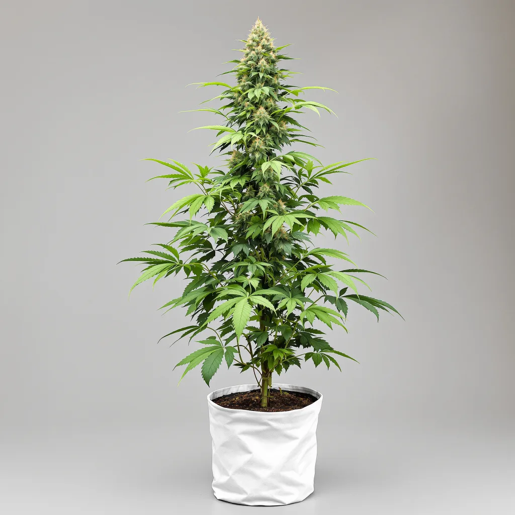 Orange Kush cannabis bud close-up showing balanced bud structure with frosted trichomes