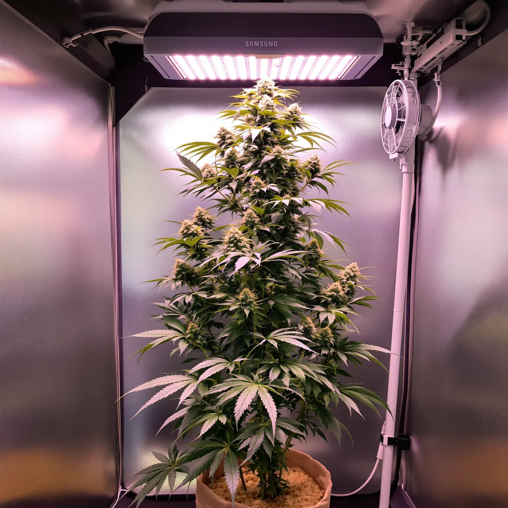 Original Lemon Pie 16% indica / 84% sativa flower with visible trichomes