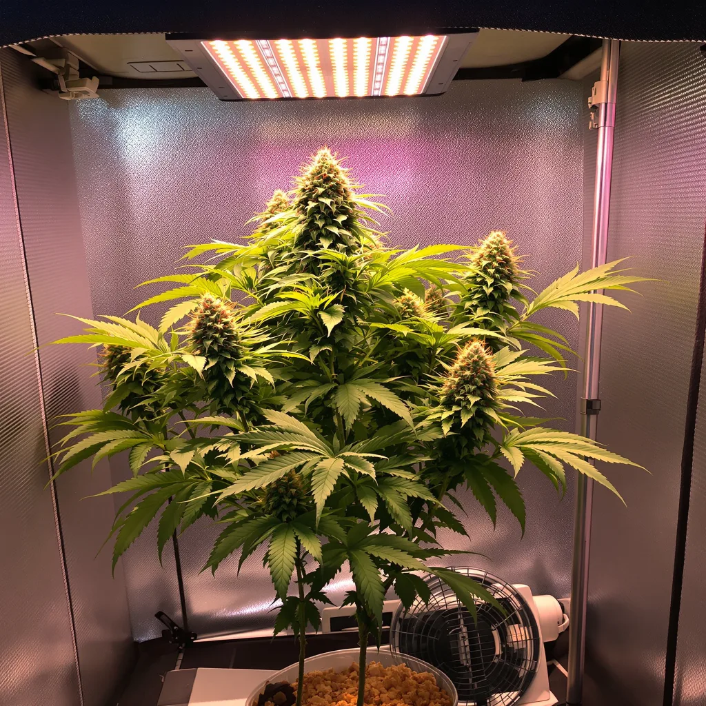 Peanut Butter Breath 70% indica / 30% sativa flower with visible trichomes