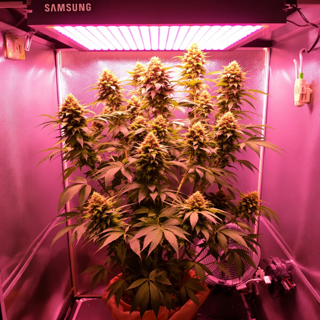 Peanut Butter Gelato 55% indica / 45% sativa flower with visible trichomes