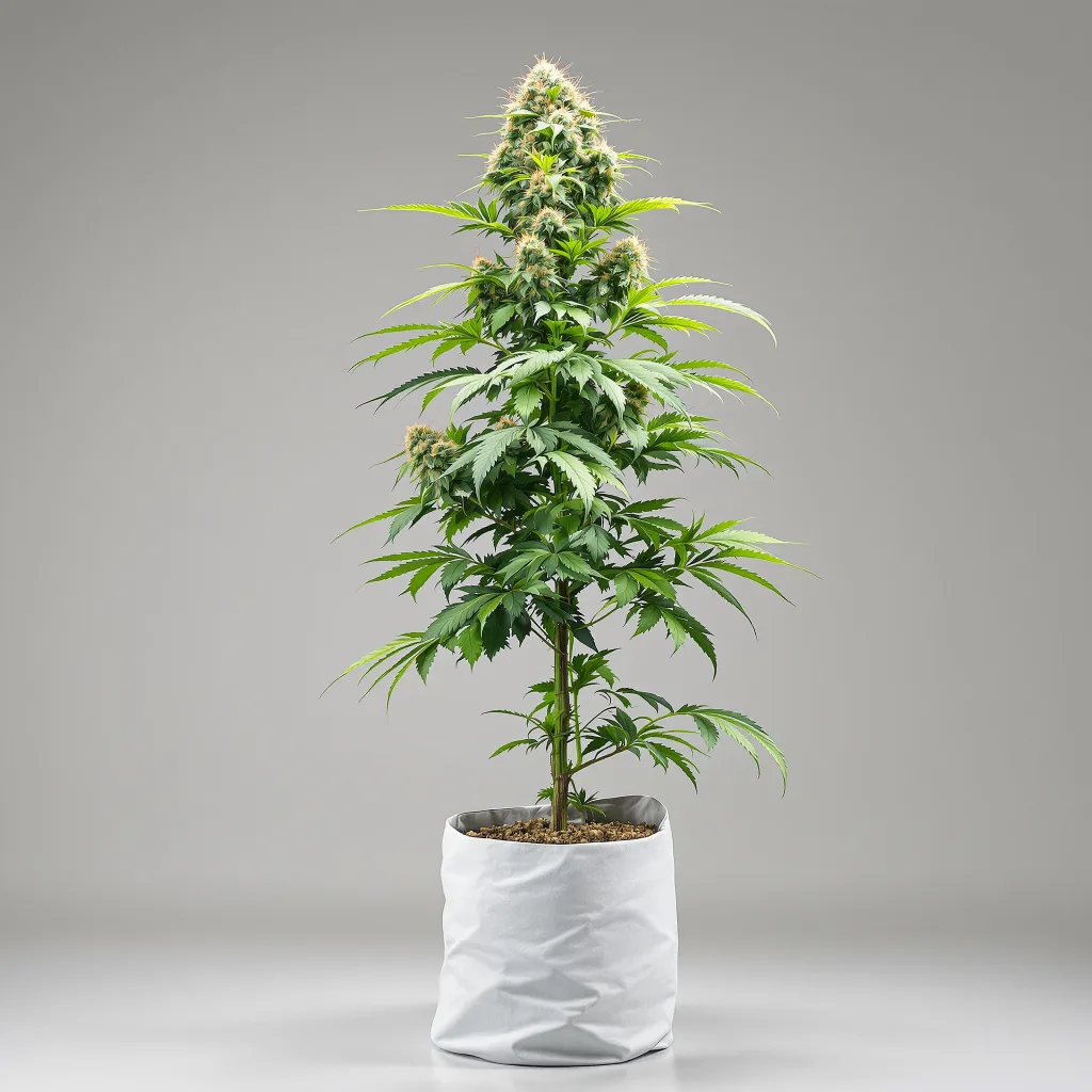 Phantom OG cannabis bud close-up showing balanced bud structure with frosted trichomes