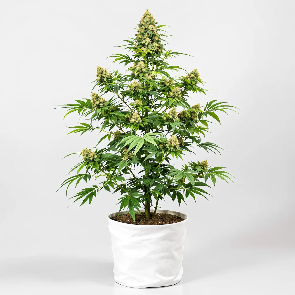 Pineapple Diesel cannabis bud close-up showing balanced bud structure with frosted trichomes