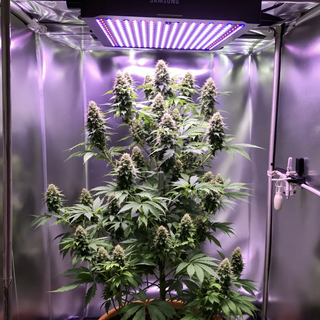 Pineapple Purple Skunk 60% indica / 40% sativa flower with visible trichomes