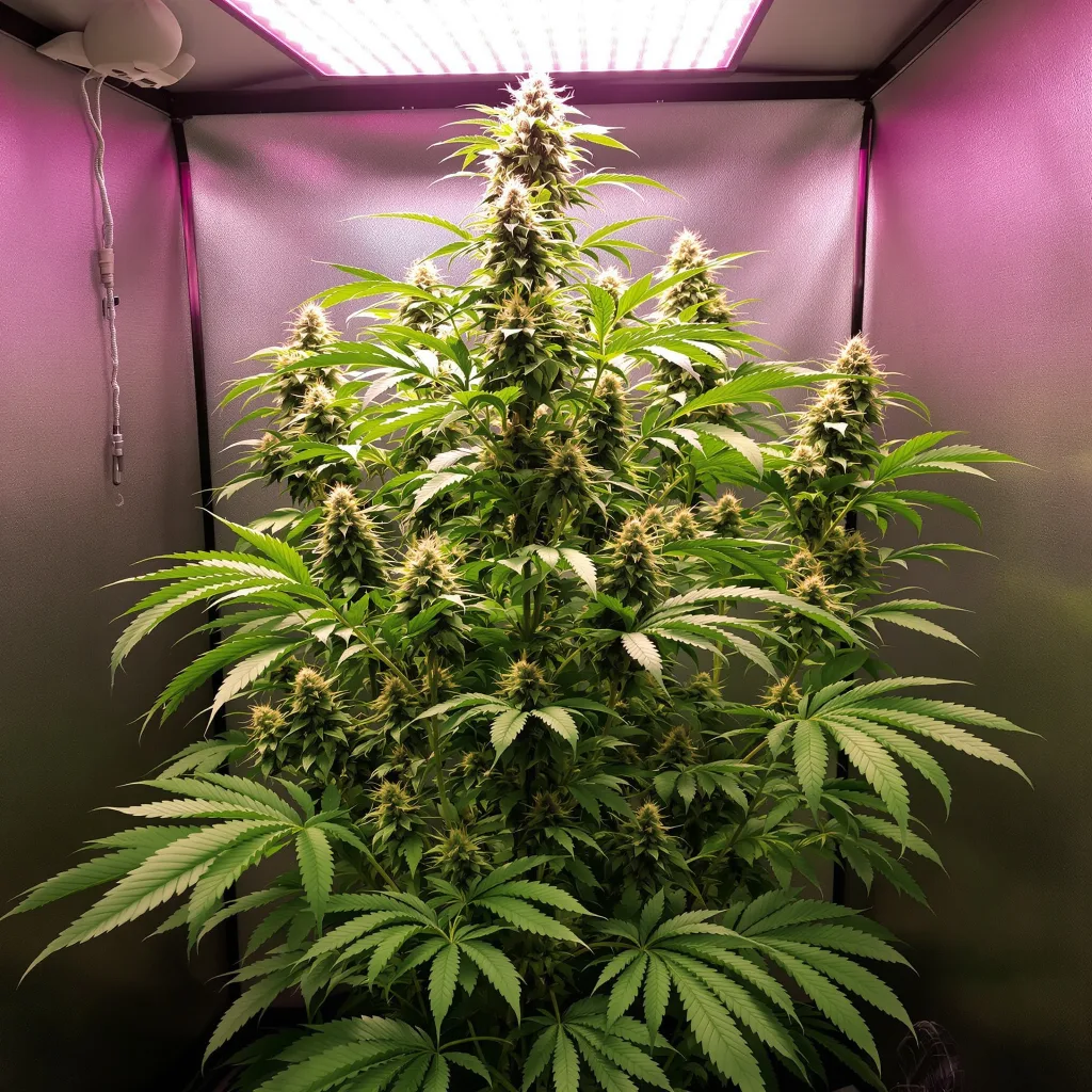 Pineapple Thai 50% indica / 100% sativa flower with visible trichomes