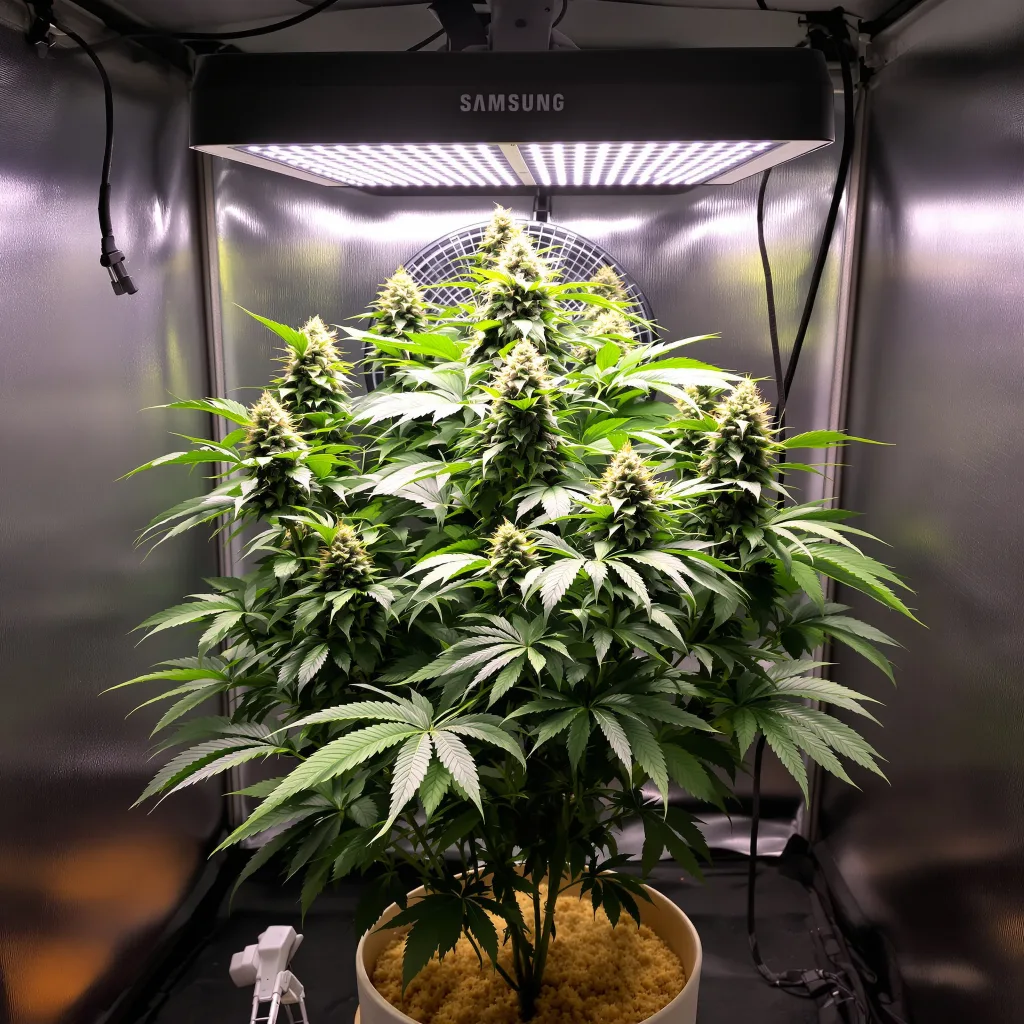 Platinum Purple Kush 80% indica / 50% sativa flower with visible trichomes