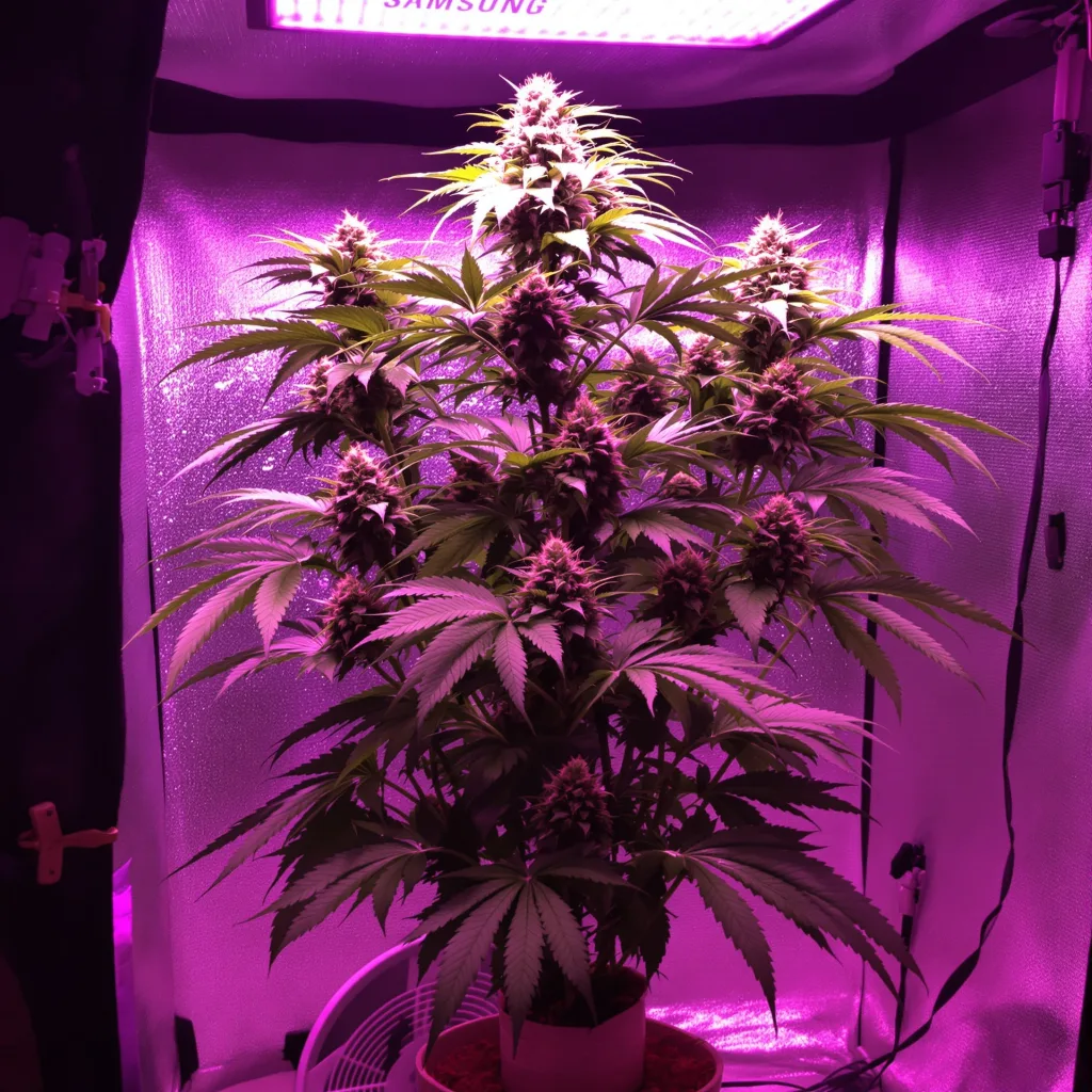 Platinum Wreck 25% indica / 75% sativa flower with visible trichomes