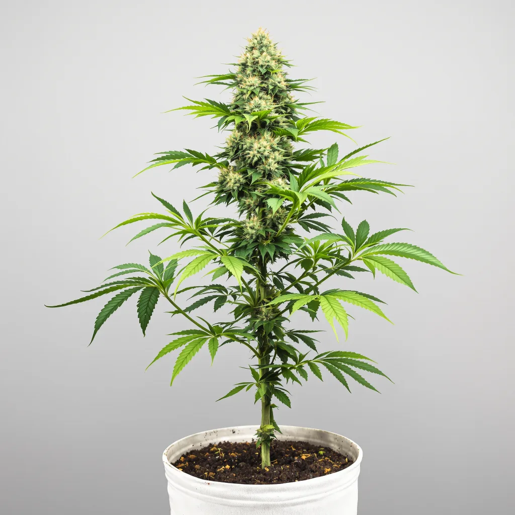 Power Kush cannabis bud close-up showing balanced bud structure with frosted trichomes