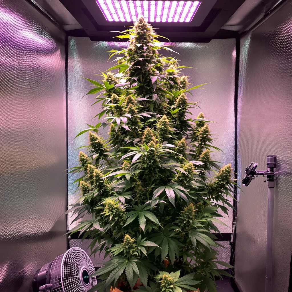 Power Plant 16% indica / 84% sativa flower with visible trichomes