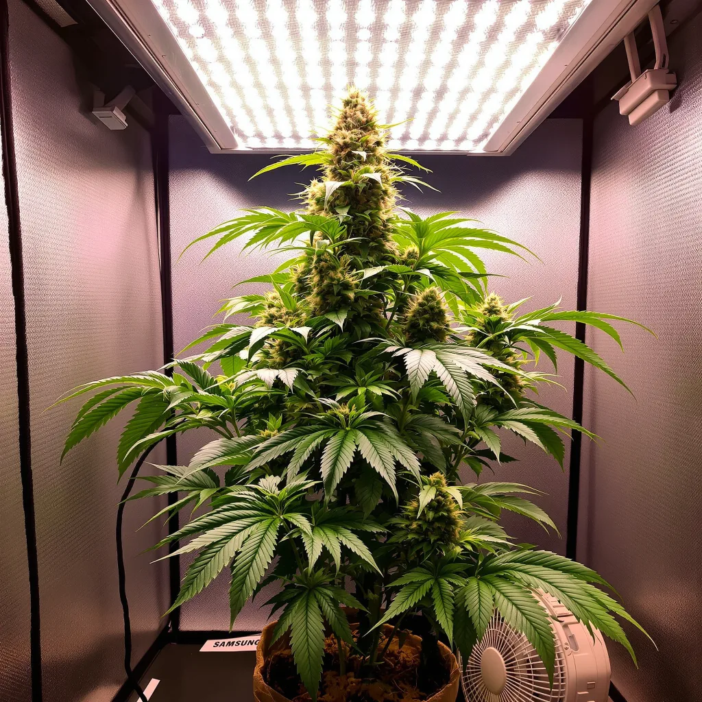 Purple Afghani 84% indica / 16% sativa flower with visible trichomes