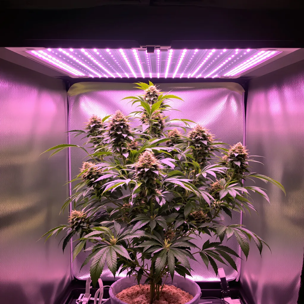 Purple Buddha 79% indica / 21% sativa flower with visible trichomes