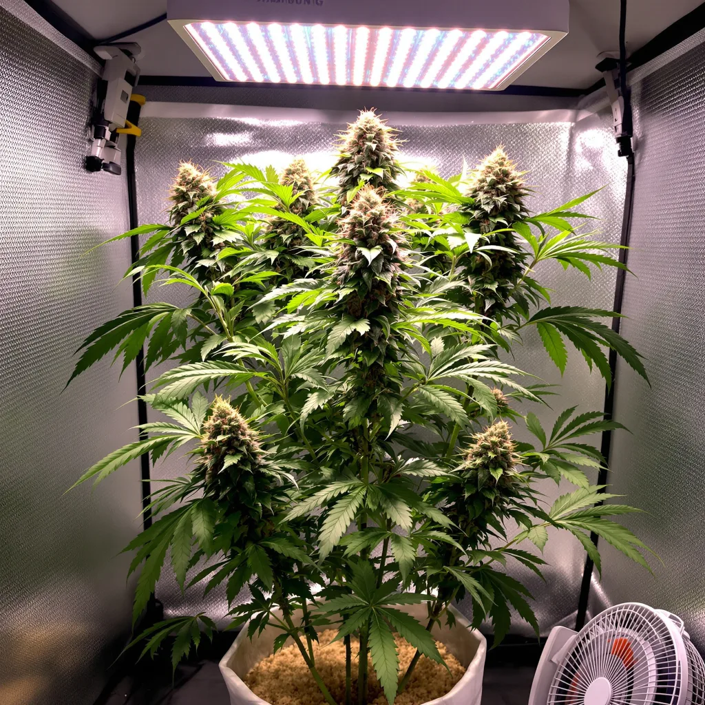 Purple Kush cannabis plant in flowering stage — 60-100 cm autoflower