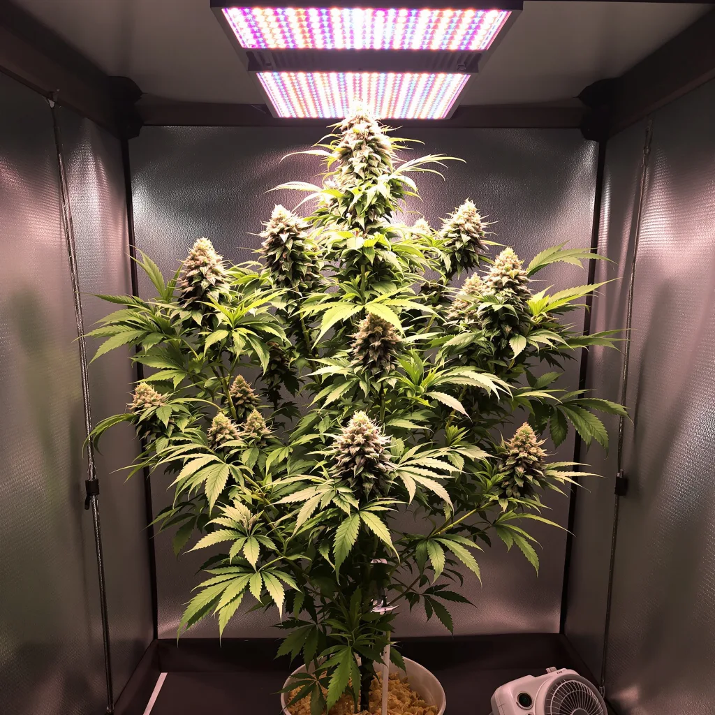 Purple Lemonade 55% indica / 45% sativa flower with visible trichomes
