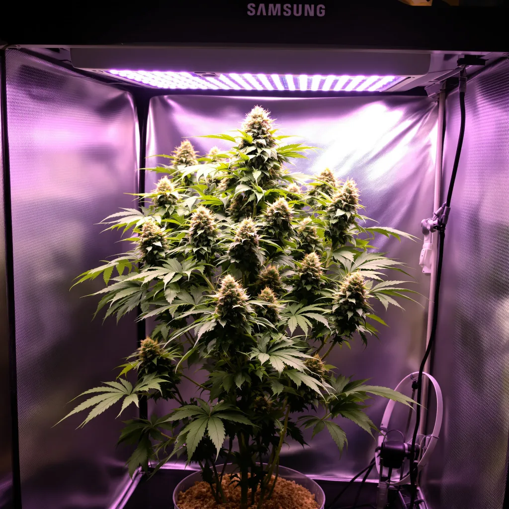 Purple Nepal Candy 39% indica / 61% sativa flower with visible trichomes