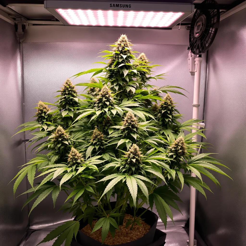 Purple People Eater 65% indica / 35% sativa flower with visible trichomes
