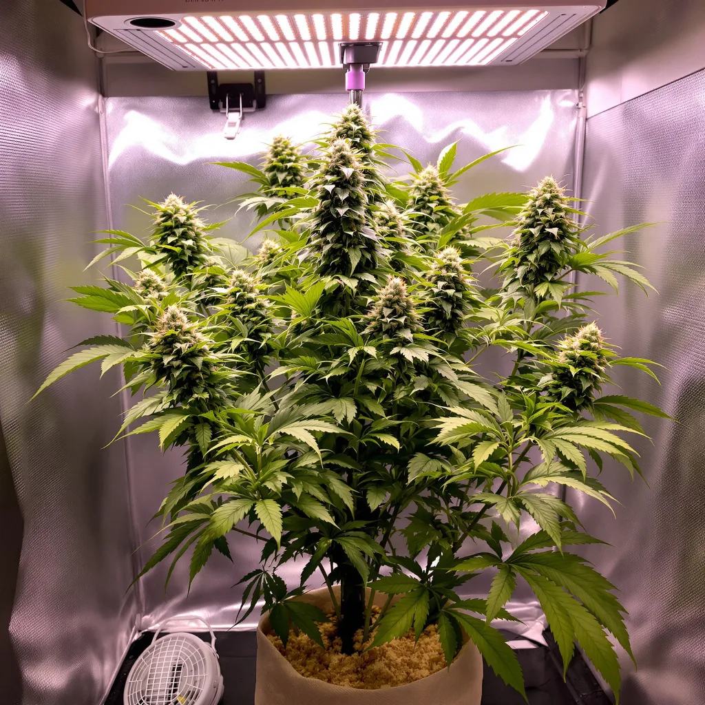 Purple Sage 86% indica / 14% sativa flower with visible trichomes
